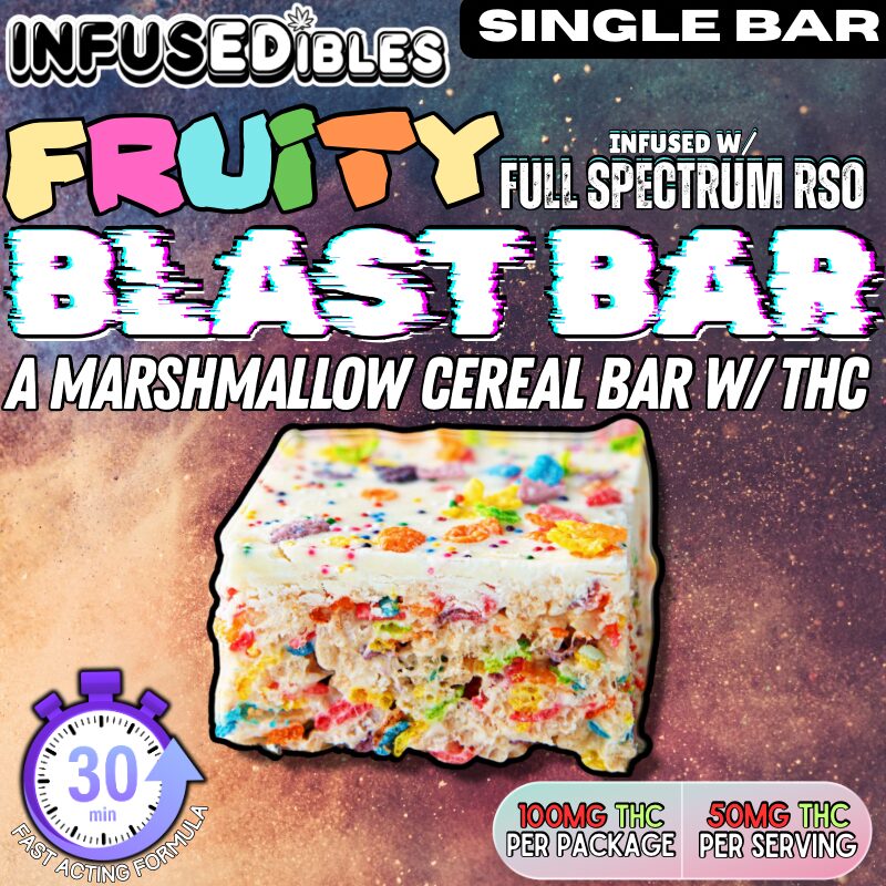 Fruity Blast Bar – Fruity Pebbles Cereal Bar W/ Full Spectrum RSO | 100mg THC