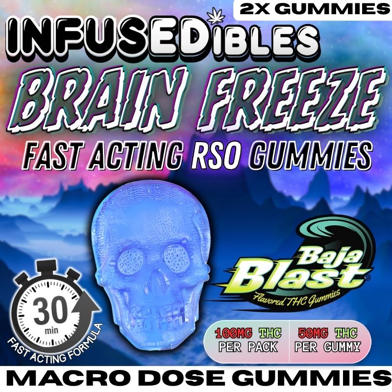 Brain Freeze – Macro Dose Full Spectrum RSO Gummies | 100mg THC
