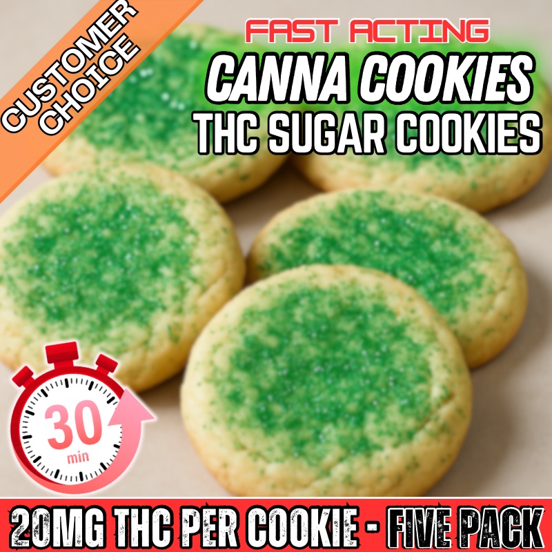 Canna Cookies | Fast-Acting 20mg THC Sugar Cookies (5-Pack)