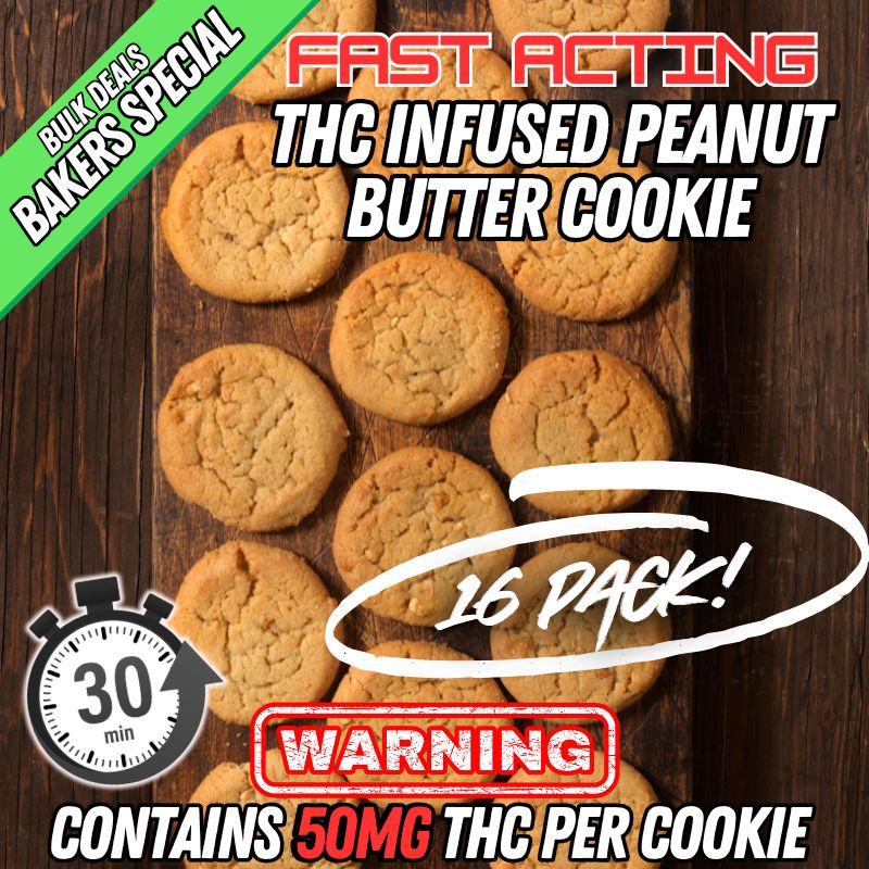 16 Pack THC Peanut Butter Cookies (50mg Each) | BAKER'S SPECIAL