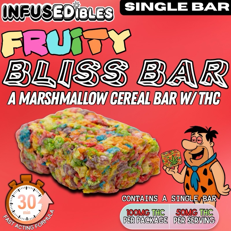 Fruity Bliss Bar – THC Infused Fruity Pebbles Cereal Bar | 100mg THC