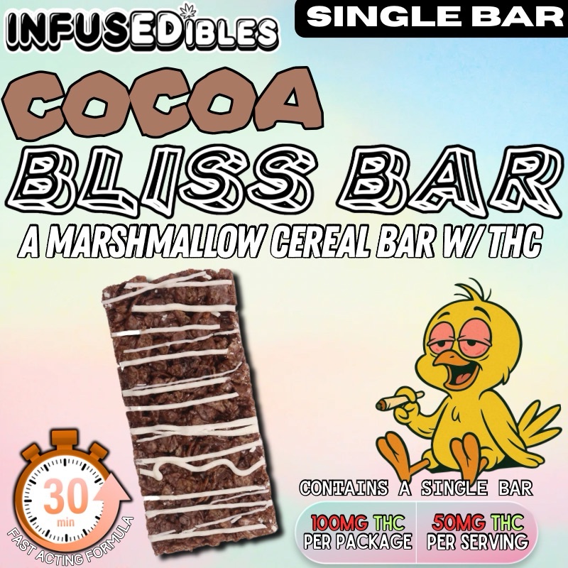 Cocoa Bliss Bar – THC Infused Cocoa Pebbles Cereal Bar | 100mg THC