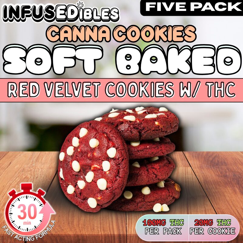 Canna Cookies | THC Infused Soft Baked Red Velvet Cookies