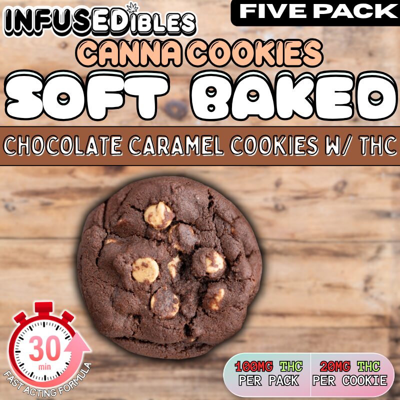 Canna Cookies | THC Infused Soft Baked Chocolate Caramel Cookies