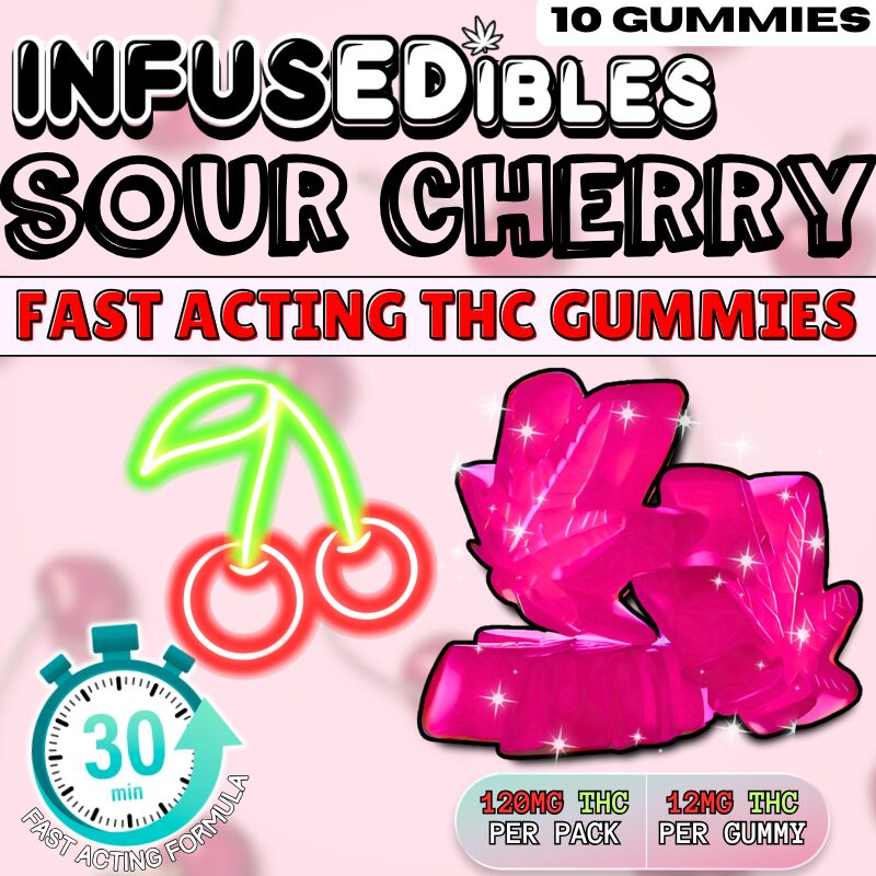 FAST ACTING - Sour Cherry Gummies - 120mg THC